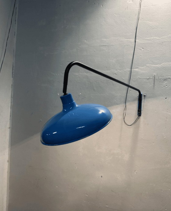 Lampada da parete vintage, anni ’70, Applique, Metallo, Blu, Modern (foto 5 di 7)