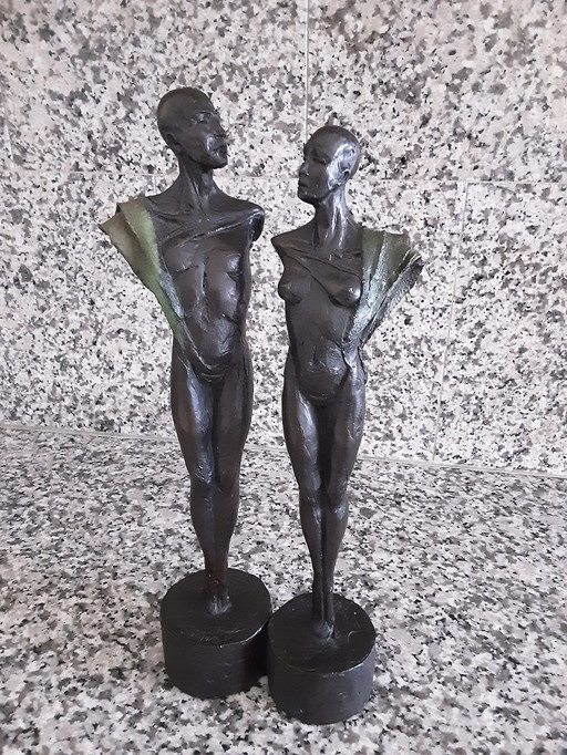 Jan Praet Naked Man And Woman Bronze