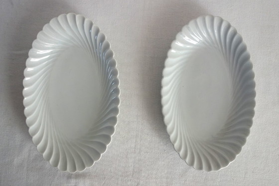 Image 1 of Set of 2 Haviland twisted white porcelain Limoges dishes