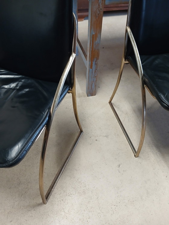 Vintage design dining chairs – Leather, Metal (photo 3 of 14)