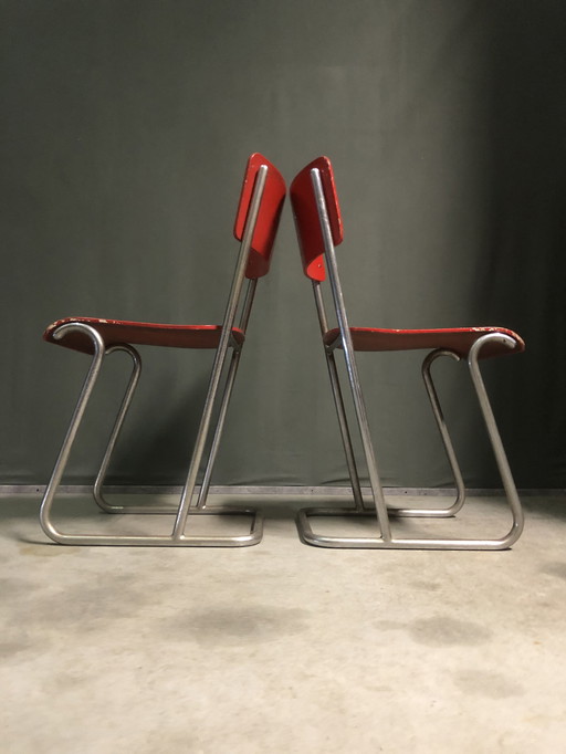 Ensemble de 2 chaises tubulaires hollandaises 1930's