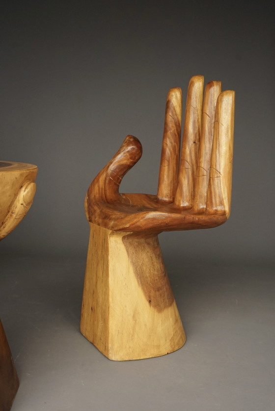 Image 1 of Vintage solid wood hand chairs, 1970s, set of 2