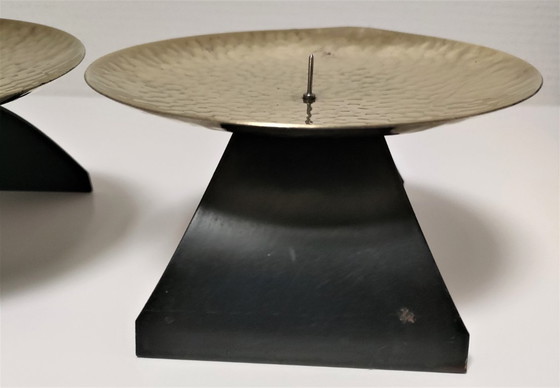 Image 1 of coppia di candelieri in ottone e metallo degli anni '70