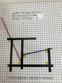 Rietveld-Stuhl, rot und blau, Modellbausatz, Maßstab: 1:6.