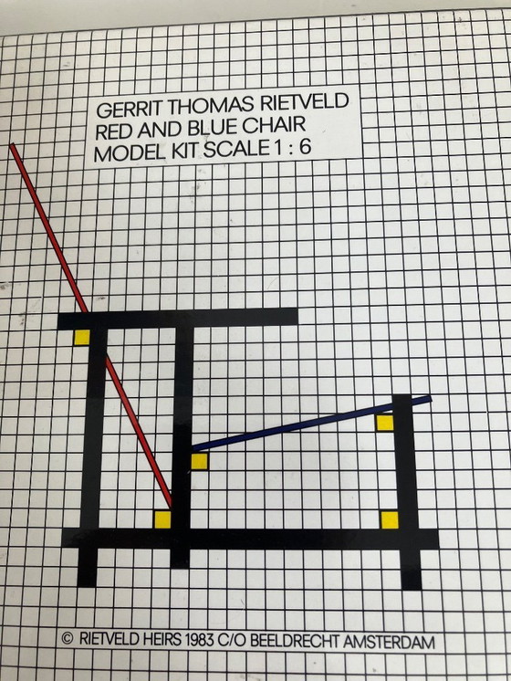 Image 1 of Rietveld Red and Blue Chair Model Kit Scale: 1:6.