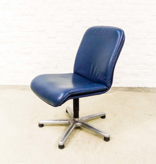 Sitag Ocean Blue Leder Schreibtischstuhl von Sitag. Schweiz, 1970er Jahre.