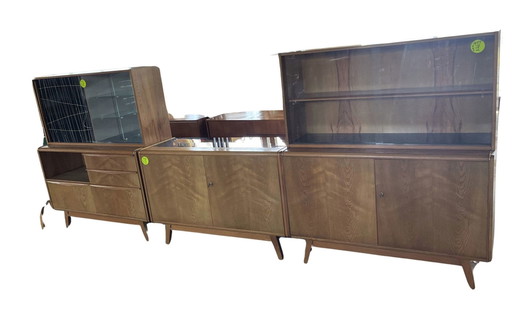 Vintage set Jitona dressoirs: bar en kast dressoir Boek en vitrine