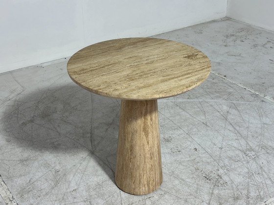 Travertine Bistro Table Eleonora Aime - Round Ø70 - Solid Natural Stone – Dining tables (photo 3 of 8)