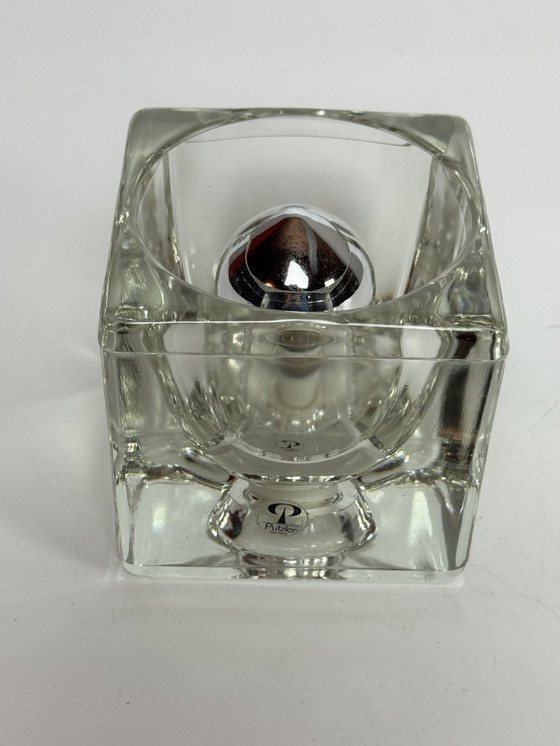 Image 1 of Lampe de table cube en cristal, design Mid-Century, par Putzler. Allemagne, années 1970.