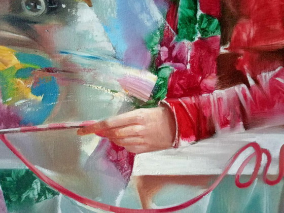 Original Oil Painting Abstract Figurative Girl Flowers Magic – Paintings & Drawings, Canvas (photo 5 of 13)