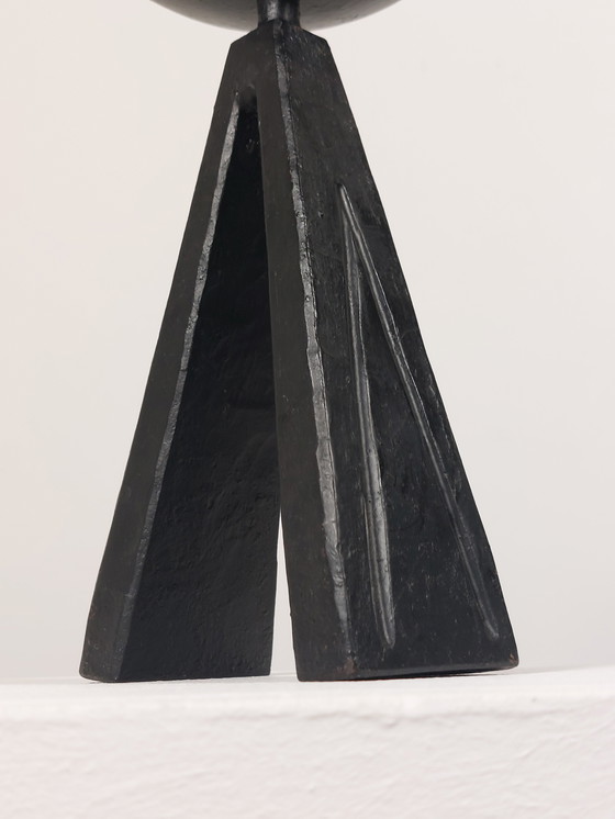 Image 1 of Vintage brutalistische heilige kandelaar, zwart