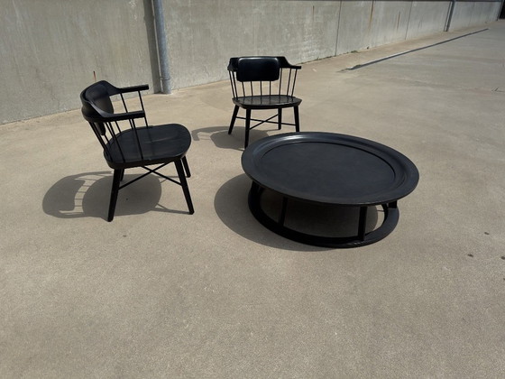 Image 1 of Ensemble de 2 fauteuils Stellar Works Exchange en chêne noir