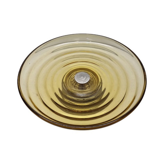 Image 1 of Gele Art Deco schaal op chrome voet