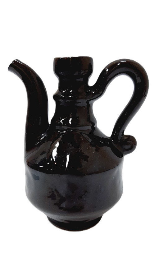 Vintage dark brown glazed ceramic jug