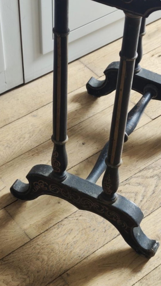 Image 1 of Small Napoleon III work table/sewing box in painted blackened wood – 19th century