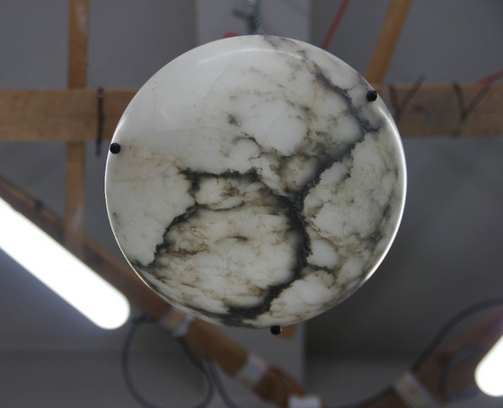Art Deco Alabaster Pendant Light, Hand-Carved, 1920s, Chandeliers, Stone, Brown (photo 12 of 15)