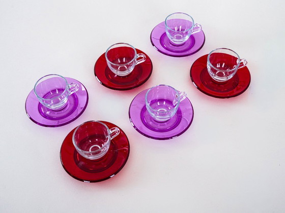 Image 1 of Set of glass cups, Italian design, 1970s, manufactured by Fratelli Guzzini