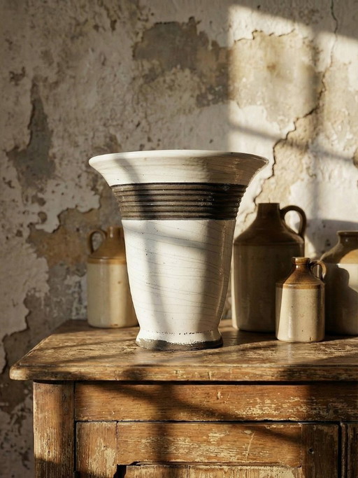 Grande lampada Raku moderna in beige e marrone Keramos Sèvres - René Hénon [...]
