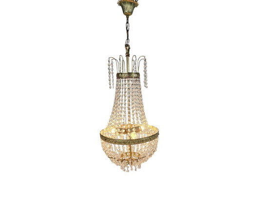 Image 1 of Lámpara de araña - Estilo Imperio - cristal - latón - siglo XX
