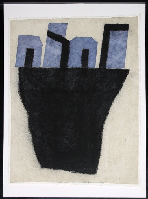 Keidel, Barbara - Houses on rocks - 1996 - mixed media - hand-signed unique specimen