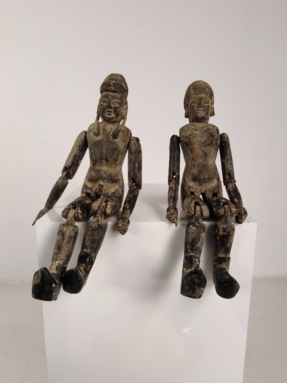 Image 1 of Antique Set of Chinese Wooden Fertility Figurines