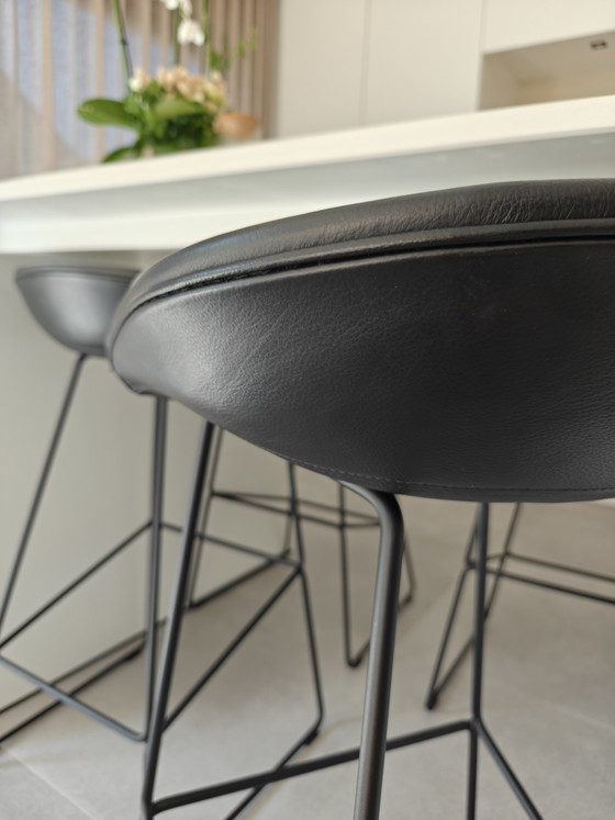 4 x Bar Stool Hay AAS39 Black Leather 75cm – Barstools (photo 3 of 7)