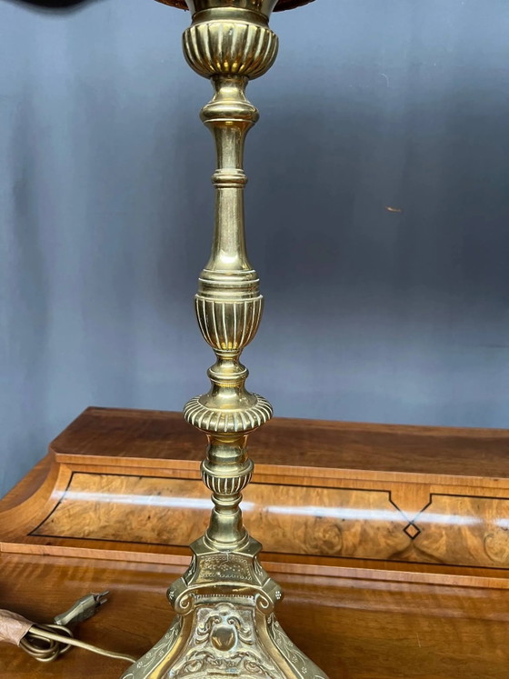 Pair of Renaissance lamps. Gilded bronze., Table lamps (photo 4 of 6)