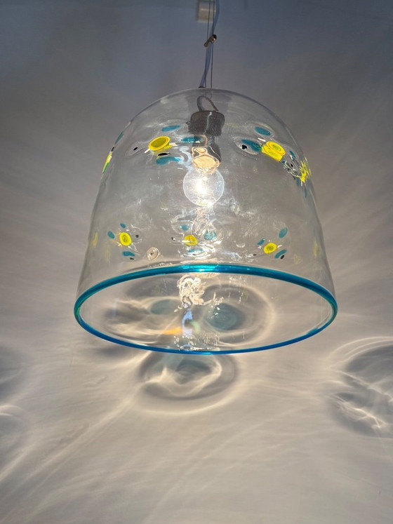 Image 1 of Mid-century design La Murrina glass hanging lamp flowers , 1970s , Italy