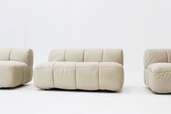Image 1 of Divano modulare vintage Arflex Strips in velluto beige Cini Boeri
