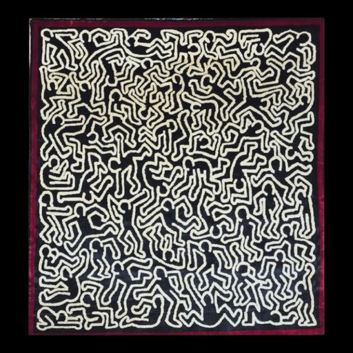 Keith Haring Untitled Rug – Beperkte oplage, handgeweven wollen kunstwerk (210 x 200 cm) – vloerkleden en tapijten, Wool