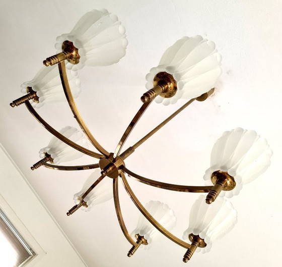 Image 1 of Impressionante lampada a sospensione vintage - Anni '40 - '50 - Ottone - Germania -.