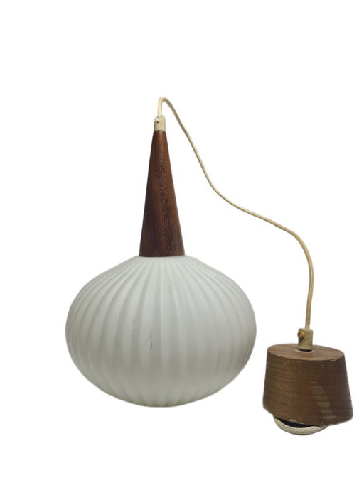 Postmodern Pendant Lamp, Germany, 1960s – hanglampen, Glass, Wood