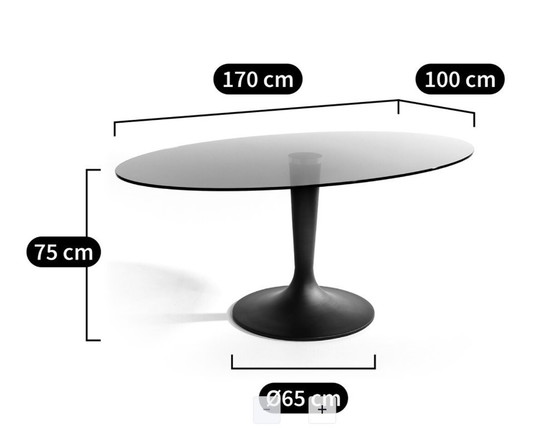 Image 1 of AM.PM Seona Smoked Glass Oval Dining Table