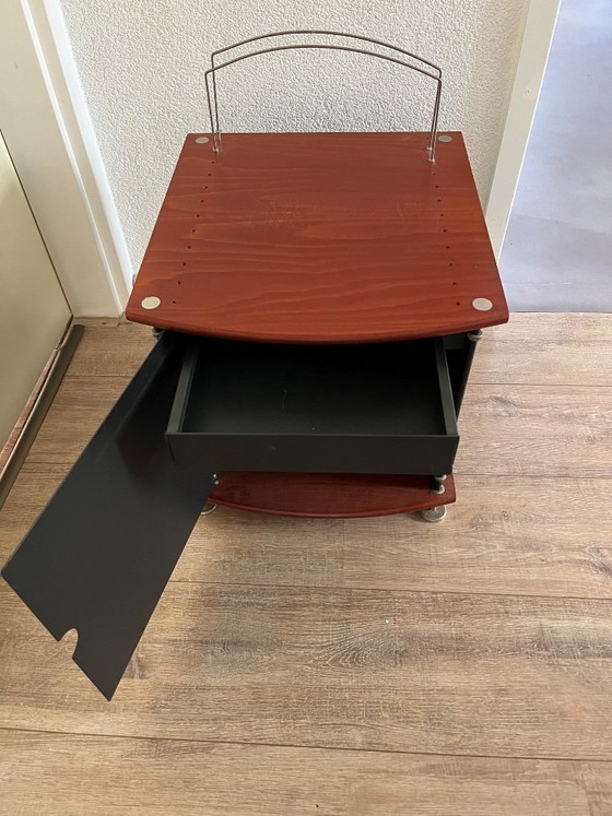 Red-brown and black storage cabinet with drawer, Auping, Wood, Metal (photo 5 of 5)