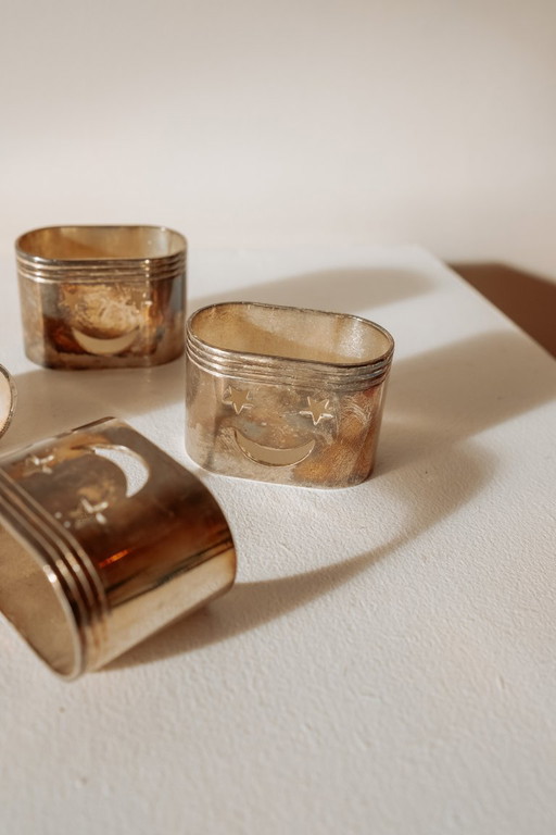 Vintage silver napkin rings with smileys