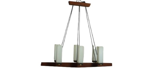 Image 1 of Lámpara de araña Mid Century Teka 6 luces, tubos de cristal cuadrados blancos 60s