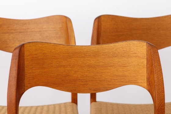 Image 1 of Set of 6 Niels Otto Møller Model 71 Dining Chairs, 1960s, Danish Mid Century Teak Chairs with Danish Cord Seats, Scandinavian De