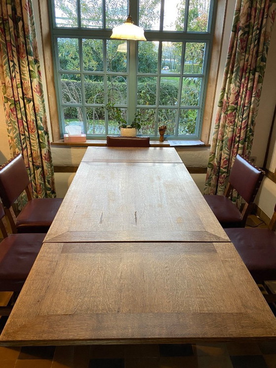 Image 1 of Conjunto de 6 sillas con mesa de comedor, estilo flamenco