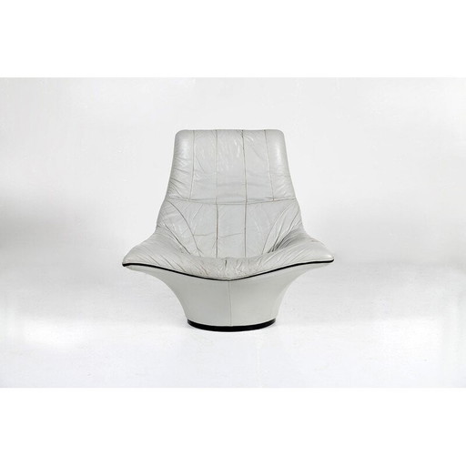 Chaise longue vintage en cuir gris - 1970