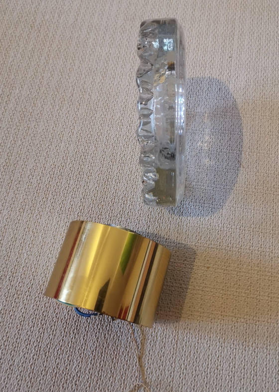 2 Massive Vintage Mid Century 70s 60s Ice Glass Icecube Cube Wall lights – Metal (photo 9 of 13)