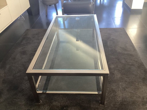 Table basse en verre avec cadre en acier inoxydable