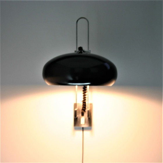 Image 1 of Zware Bauhaus stijl wandlamp in zwart en chroom, jaren 70/80