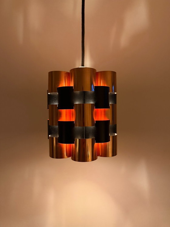 Image 1 of Vintage Werner Schou Coronell Elektro messing hanglamp – Deens design uit het midden van de 20e eeuw