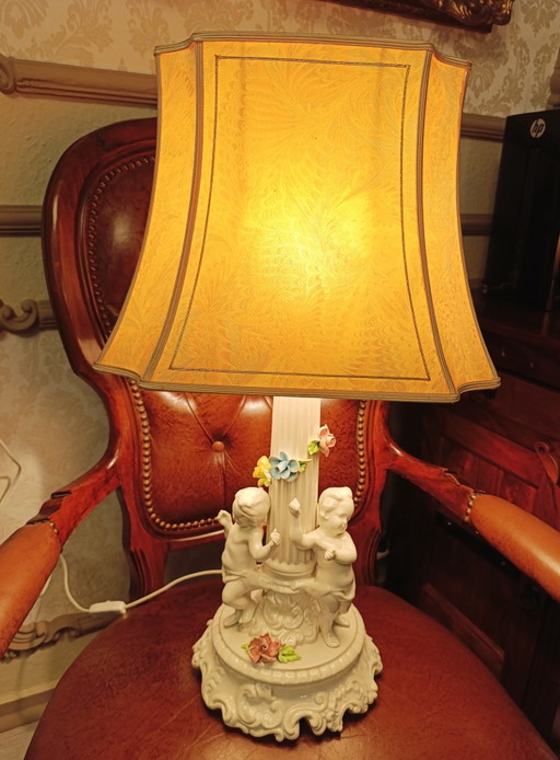 Vintage Porcelain Cherub Table Lamp 62 cm – tafellampen (photo 2 of 15)