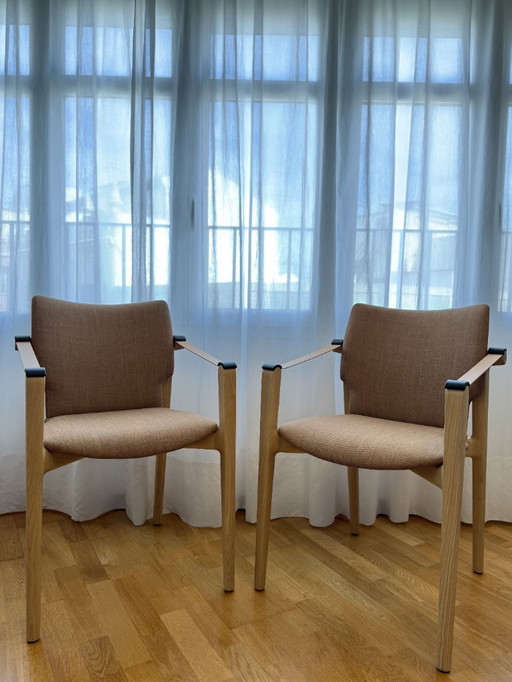 Fauteuils Philippe Starck Luba pour Andreu World - Frêne massif et cuir (lot de 2)