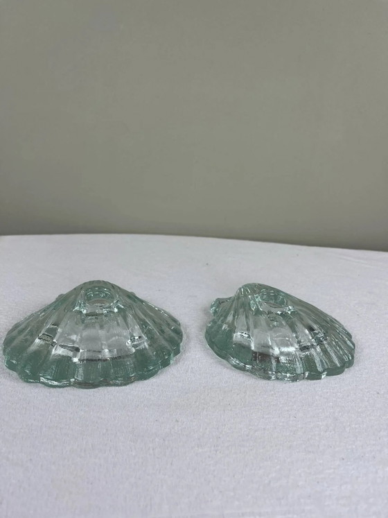 Par de portavelas con forma de concha de vieira – Crystal, Glass, Vintage (photo 10 of 10)