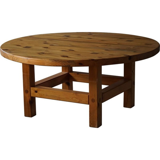 Image 1 of Vintage round dining table in solid pine by Sven Larsson, 1960s