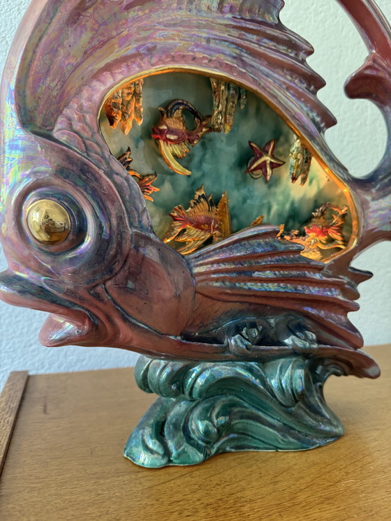 Image 1 of Grote keramische vis lamp jaren 50