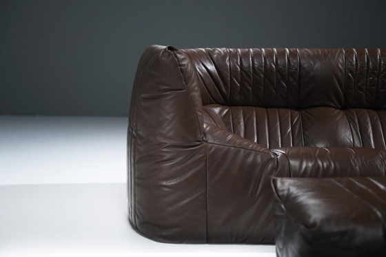 Image 1 of Zeldzame bruine leren Aralia loungebank van Michel Ducaroy voor Ligne Roset Frankrijk