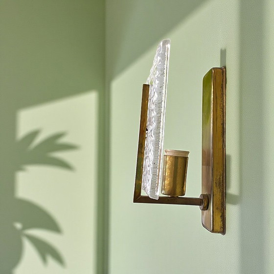 Image 1 of Applique da parete modernista in vetro di Murano e ottone